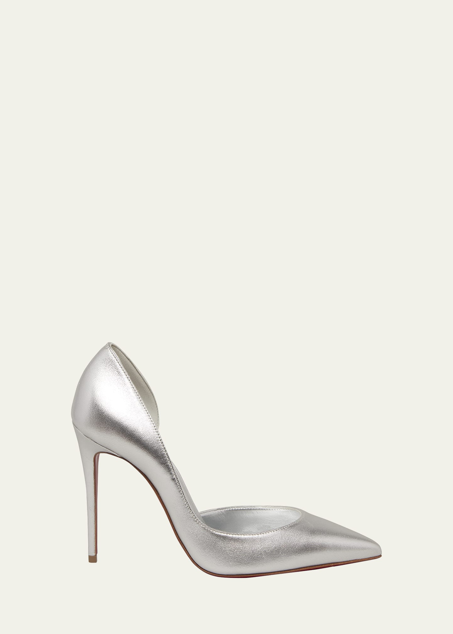 Christian Louboutin Iriza Metallic Half-d'Orsay Red Sole Pumps | Bergdorf Goodman