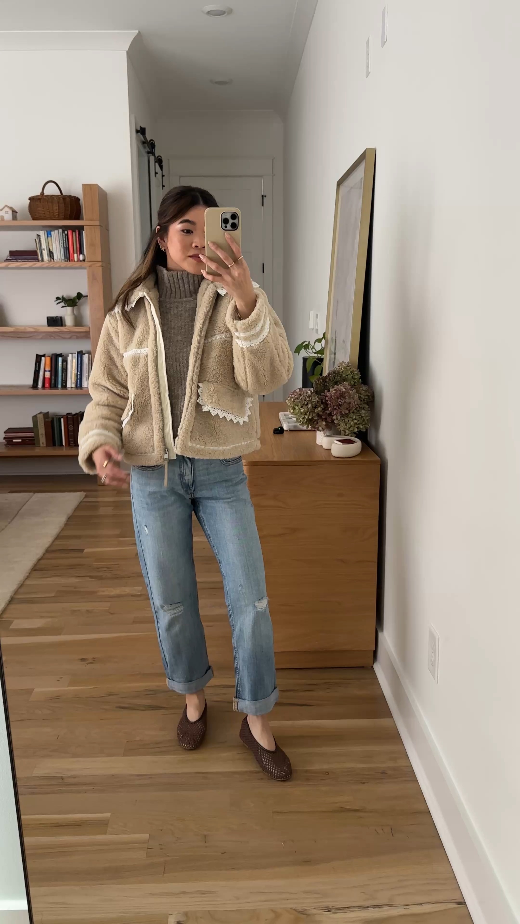 Sizing info: sweater size XXS petite in Taupe, jacket size XS petite, jeans size 24 petite in light destroy! 

petite fashion, get dressed with me, outfit inspiration, ootd, nashville outfit, Nashville influencer, petite style, vacation style, casual outfits, mom style, petite pants, winter dress, winter outfit, winter pants, winter outfit inpso, winter outfit idea, winter top, winter style, winter sweater, cozy sweater, cold weather sweater, cold weather outfit,  denim, jeans, ripped jeans, light wash jeans, turtleneck sweater, fuzzy jacket 

 

#LTKootd #LTKmomlife #LTKPetite