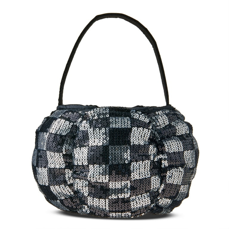 Sequin Pumpkin Basket Decor, Silver & Black, 8.5", Halloween by Way To Celebrate | Walmart (US)