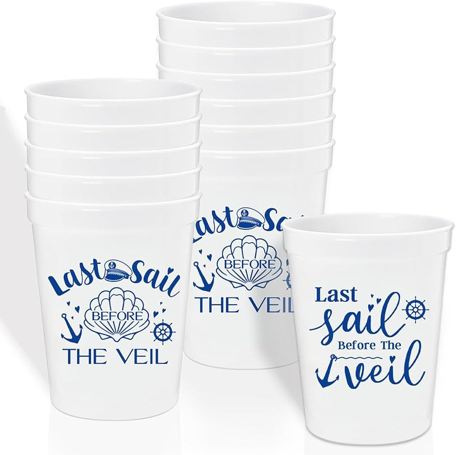 12 Pcs Last Sail Before The Veil Plastic Cups,16oz Nautical Bachelorette Bridal Shower Party Cup ... | Amazon (US)