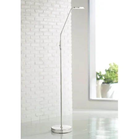 360 Lighting Modern Task Floor Lamp LED Brushed Nickel Adjustable Gooseneck Arm Glass Disk Shade for | Walmart (US)