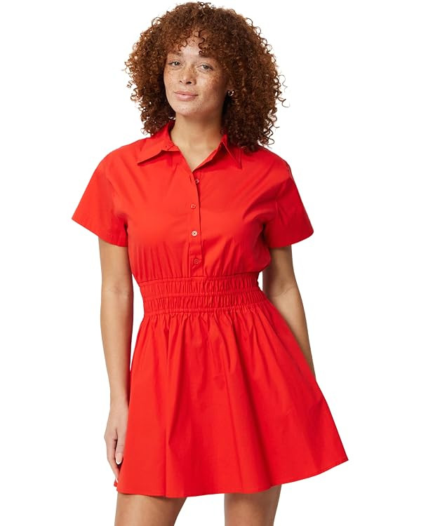Amazon Essentials Women's Fit & Flare Cotton Poplin Collared Short Sleeve Dress with Elastic Wais... | Amazon (US)