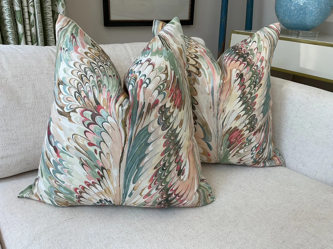 Lee Jofa " Taplow" In Juniper and Petal Pillow Covers | Etsy (US)