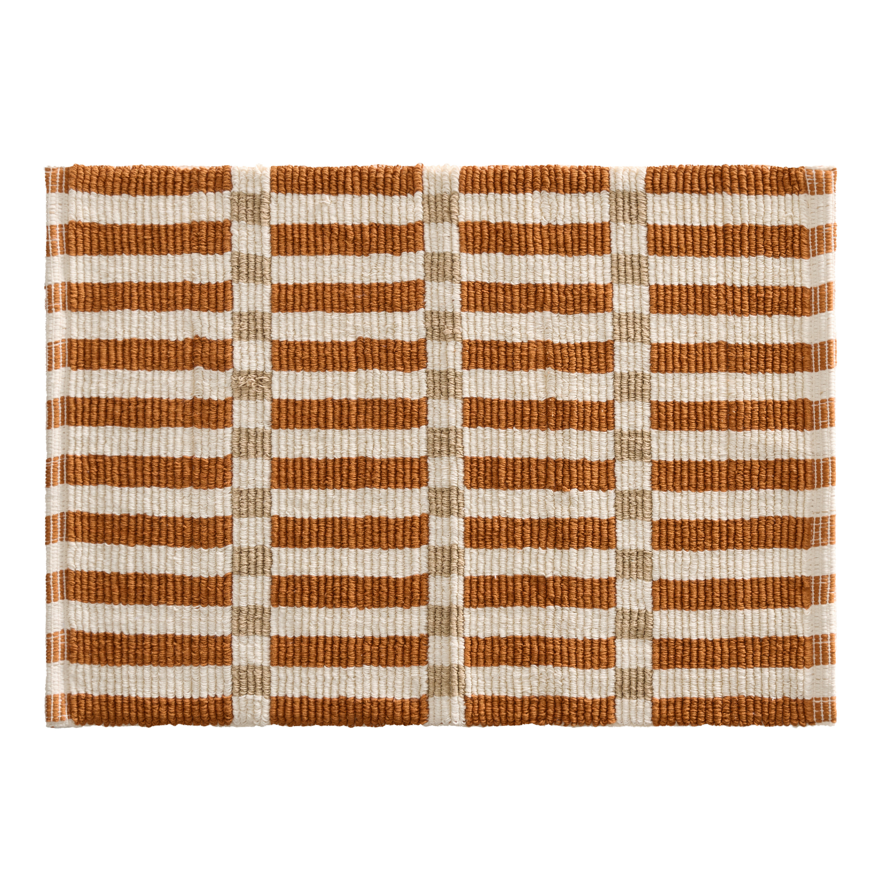 Cadence Offset Stripe Flatwoven Bath Mat | World Market