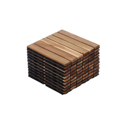 GlasFlength Carpet Tiles 10 Pack 12" Acacia Wood Interlocking Deck Tiles Striped Outdoor Flooring for Patio Balcony Poolside, Beige, 12"*12"*0.75" | Target