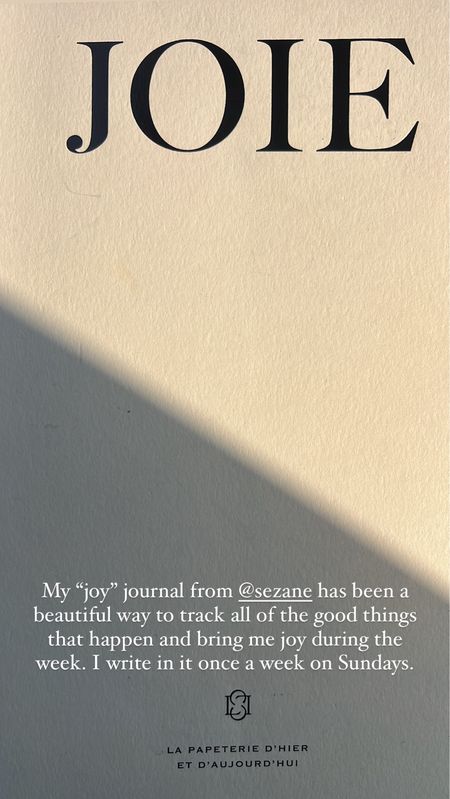 Joie “Joy” journal from Sezane! I write something that brought me joy during the week  once a week on Sundays. Comes in 3 sizes  

#LTKFindsUnder50 #LTKGiftGuide #LTKStyleTip