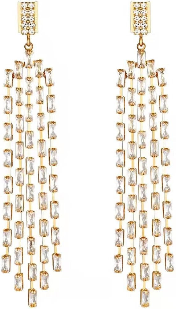 Holy Rose Women Tassel Earrings , Cubic Zirconia Crystal Girls' Earingssimple Pendant,Simulated Diam | Amazon (US)