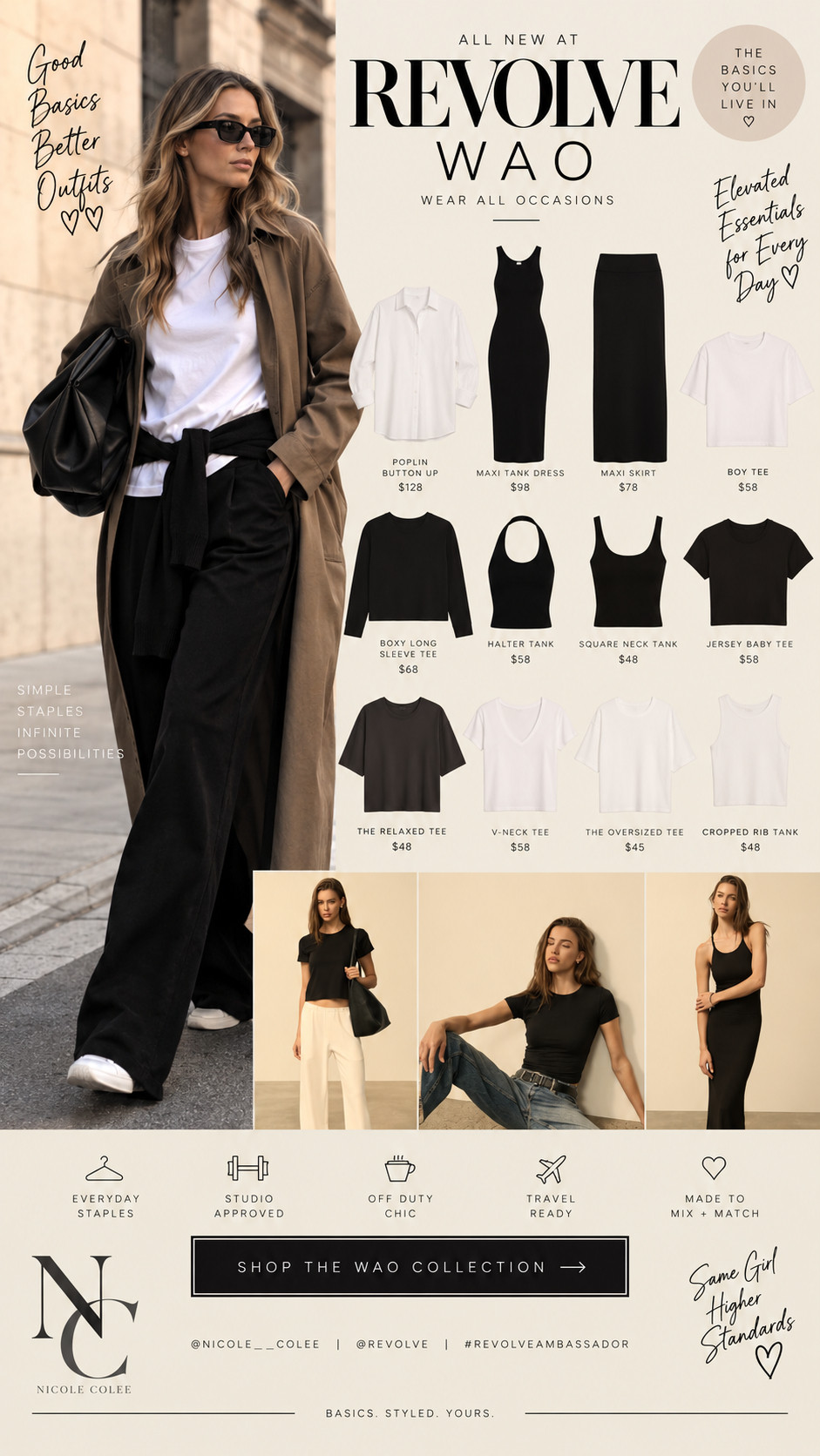 Meet WAO — Wear All Occasions, the new essentials label at REVOLVE. 🖤 Think elevated basics, flattering silhouettes + those wear-on-repeat pieces that make getting dressed so much easier.
Tees, tanks, button-downs, skirts + dresses designed to mix, match and basically live in. I’ve already ordered a few pieces myself, so expect lots of styling coming soon. 👀
Starting with my favorites from the collection — shop them all here. 🤎
@revolve #RevolveAmbassador #WAO #Revolve #ElevatedBasics 

 #LTKdayinmylife #LTKgrwm #LTKootd