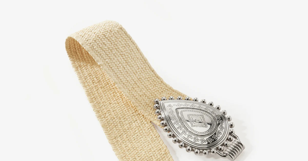 Western Buckle Raffia Belt - Natural | Boston Proper | Boston Proper