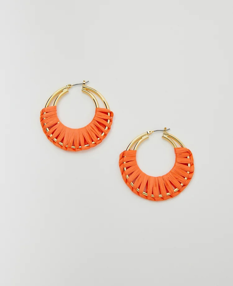 Raffia Wrapped Hoop Earrings | Ann Taylor (US)
