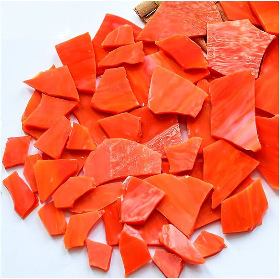 Iridescent Orange Cathedral Mosaic Glass Sheets Materials, 7oz Mosaic Tiles Opaque Glass Scraps P... | Amazon (US)