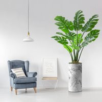 24"" Tall Floor Vase, Faux Monstera Tree in A Grey & White Marble Texture Indoor Plant, Fake Tree, A | Etsy (US)