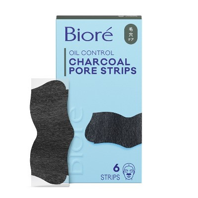 Biore Oil Control Charcoal Deep Cleansing Blackhead Remover Nose Pore Strips - 6ct: Vegan, Anti-Acne, Scented | Target
