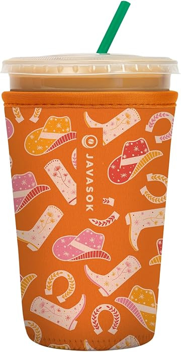 Sok It JavaSok Iced Coffee & Cold Soda Insulated Neoprene Cup Sleeve (Cowgirl Couture, Medium: 22... | Amazon (US)