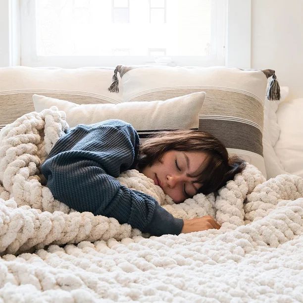 Comtest Chunky Knit Throw Blanket Chenille, Beige, 40"x40"(Single Sofa) - Walmart.com | Walmart (US)