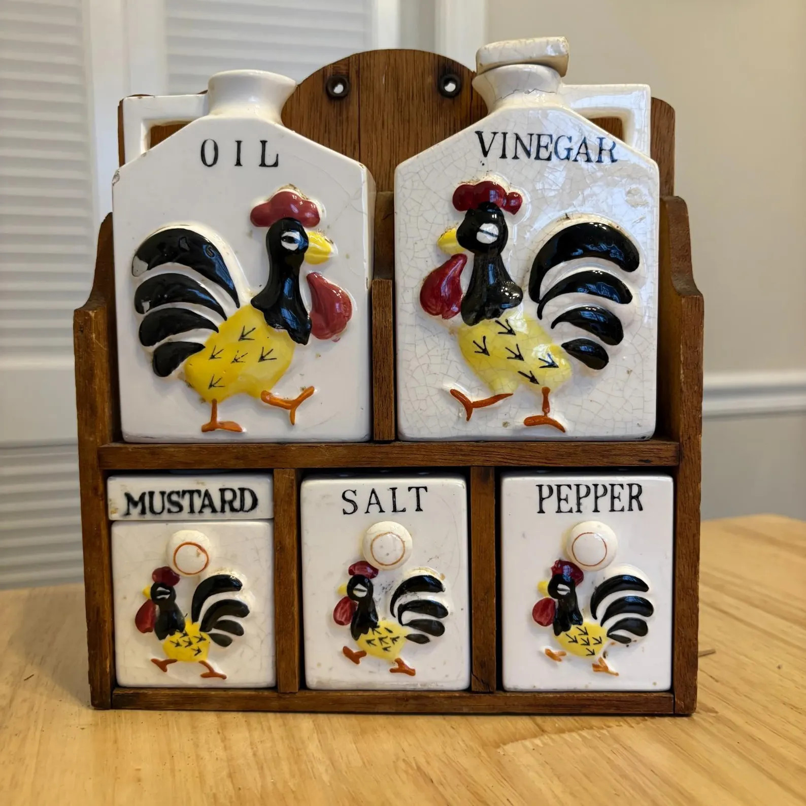 Vintage Wood Spice Rack w/ Oil Vinegar Spices Japan White * See Description * | Etsy (Global)