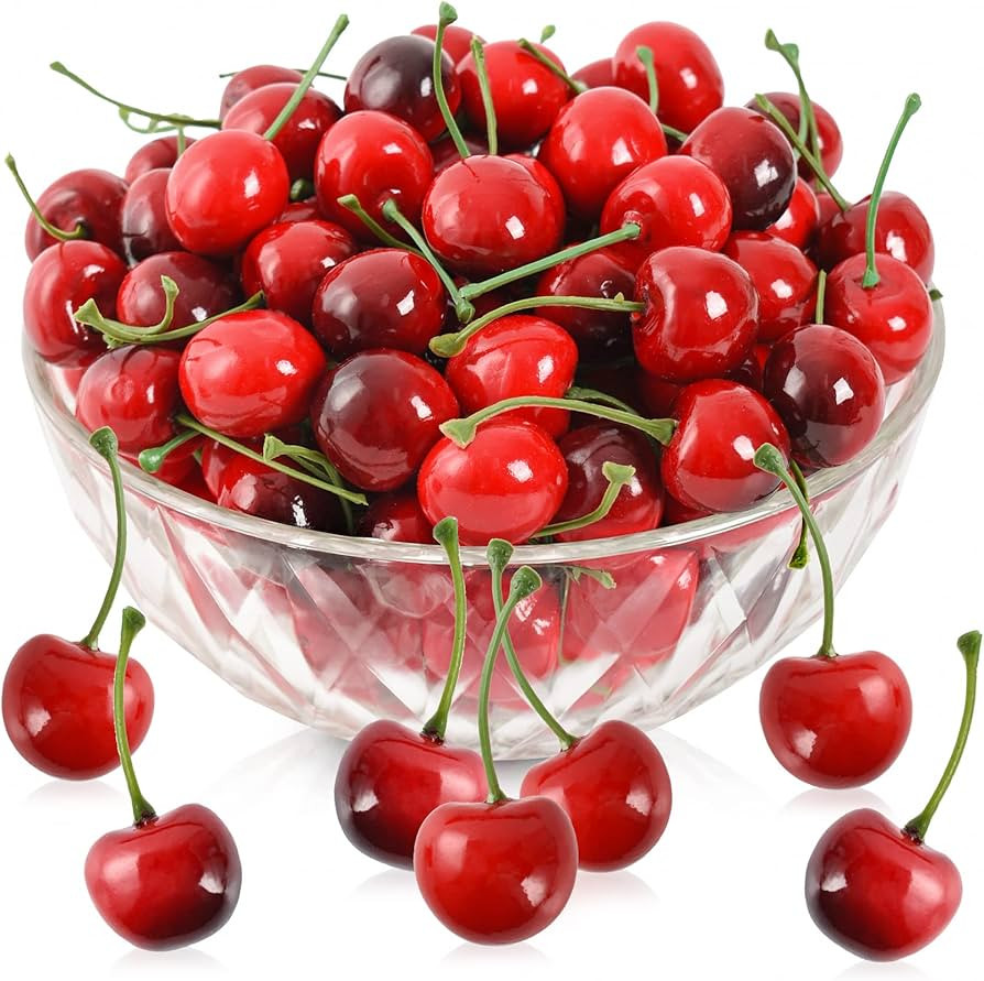 Artificial Cherry Fruit Fake Cherries Red Simulation Red Black Cherries Artificial Cherry Decorat... | Amazon (US)