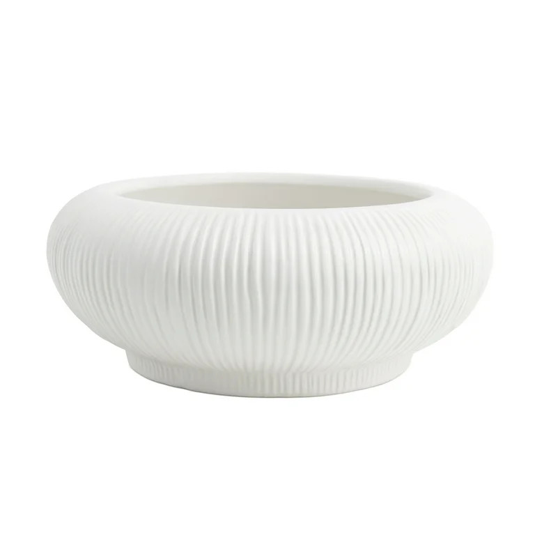 Better Homes & Gardens Soft Curve White Ribbed Ceramic Decorative Bowl, 7.55" | Walmart (US)
