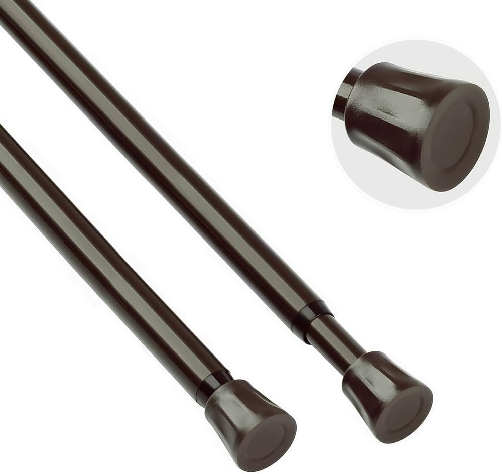 TYRON 2Pcs Spring Tension Curtain Rods for Windows 28 to 48 Inch, Bronze Adjustable Extendable Sm... | Amazon (US)
