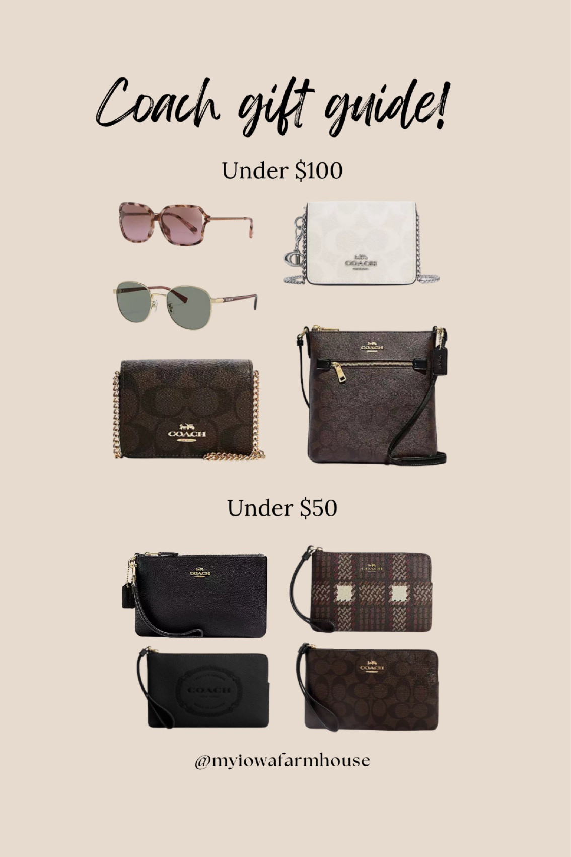 Coach gift guide. Everything is under $100! These make great gifts. 
Coach purses, wristlets and sunglasses. 

#LTKGiftGuide #LTKfindsunder100 #LTKCyberWeek
