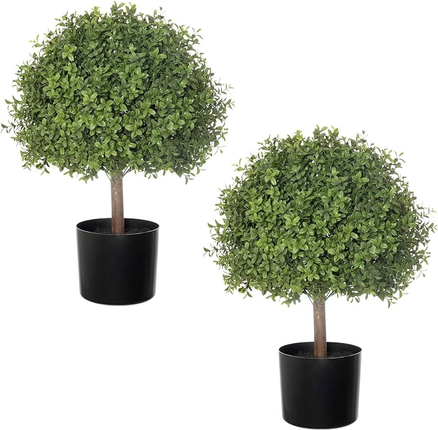 LUWENER 2pcs 24.5inch Artificial Topiary Ball Plants,Faux Boxwood Ball in Pot，Fake Outdoor Plan... | Amazon (US)
