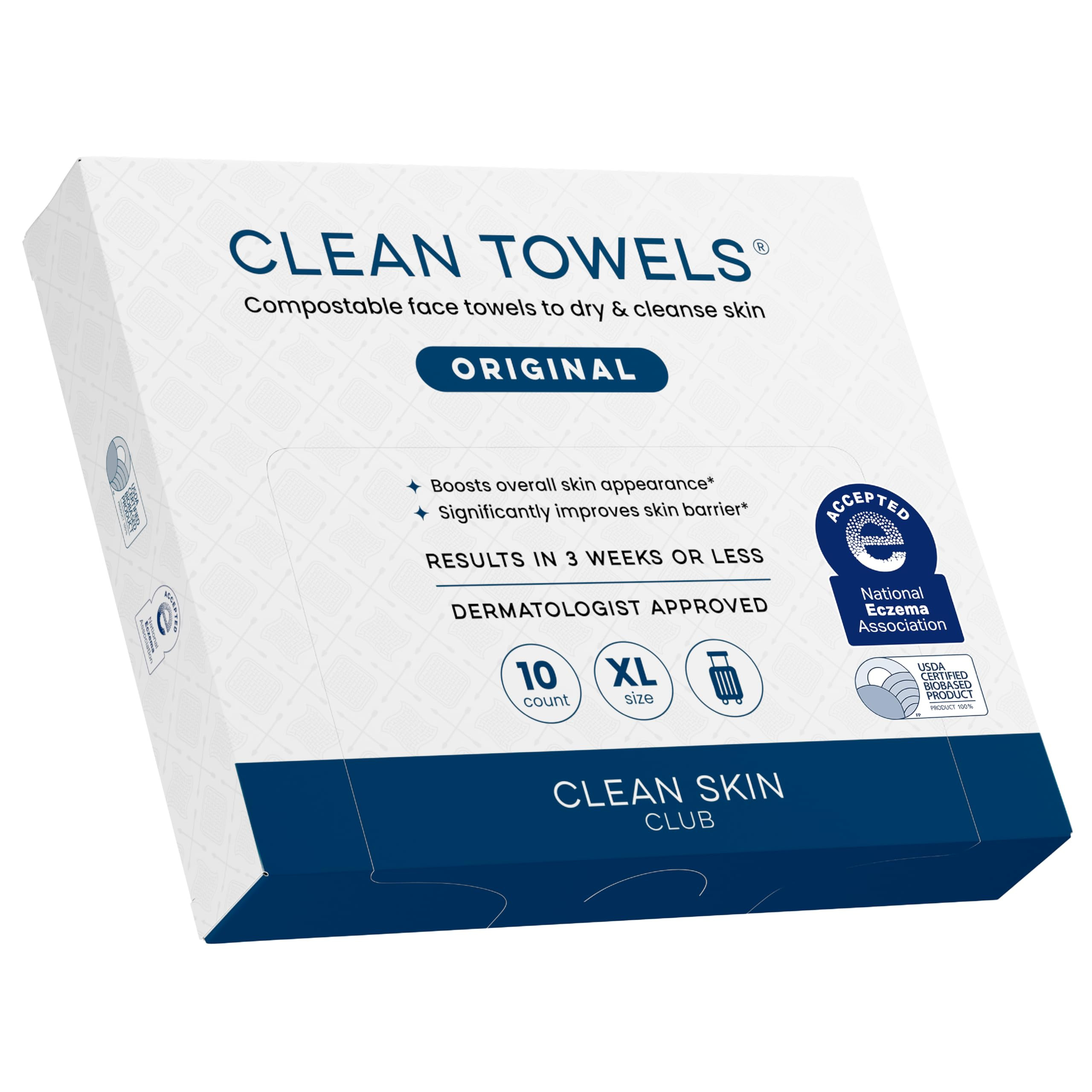Clean Skin Club Clean Towels XL®, Travel Pack 100% USDA Biobased Disposable Face Towel, Eczema A... | Amazon (US)