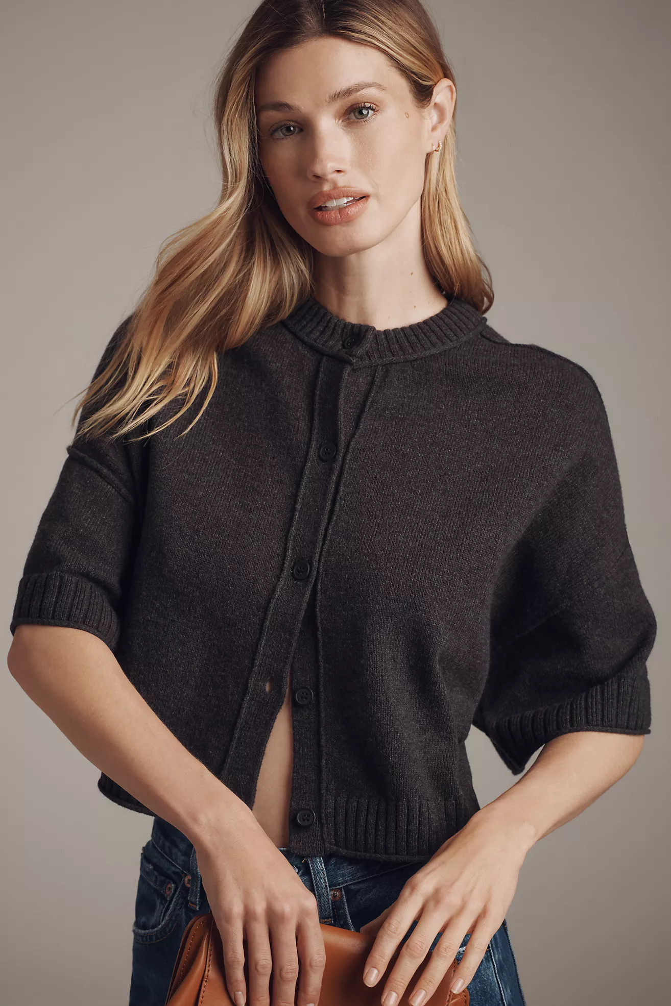 The Goldie Cotton Crew Neck Sweater: Cardigan Edition | Anthropologie (US)