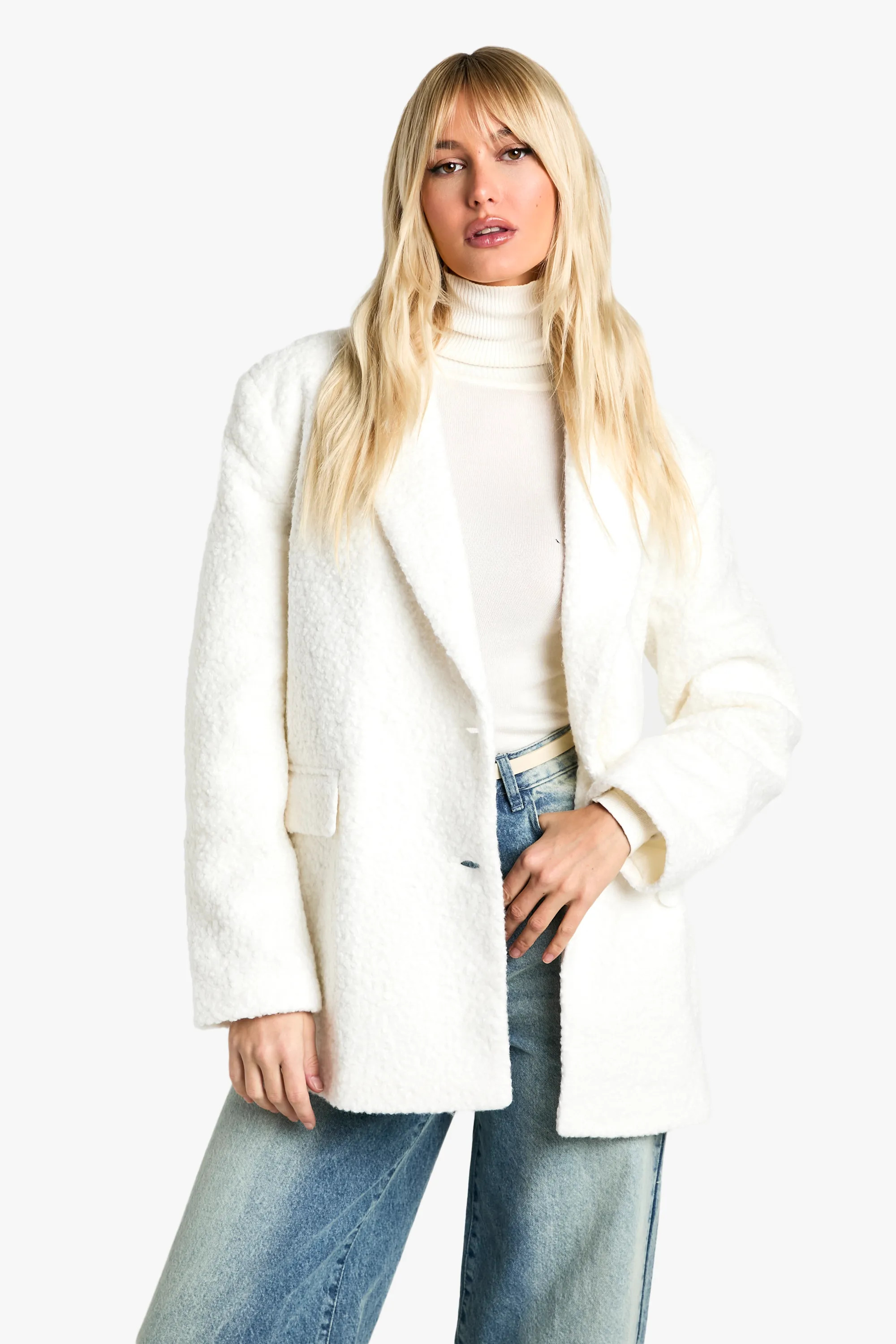 Double Breast Boucle Wool Blazer | boohoo (US & Canada)