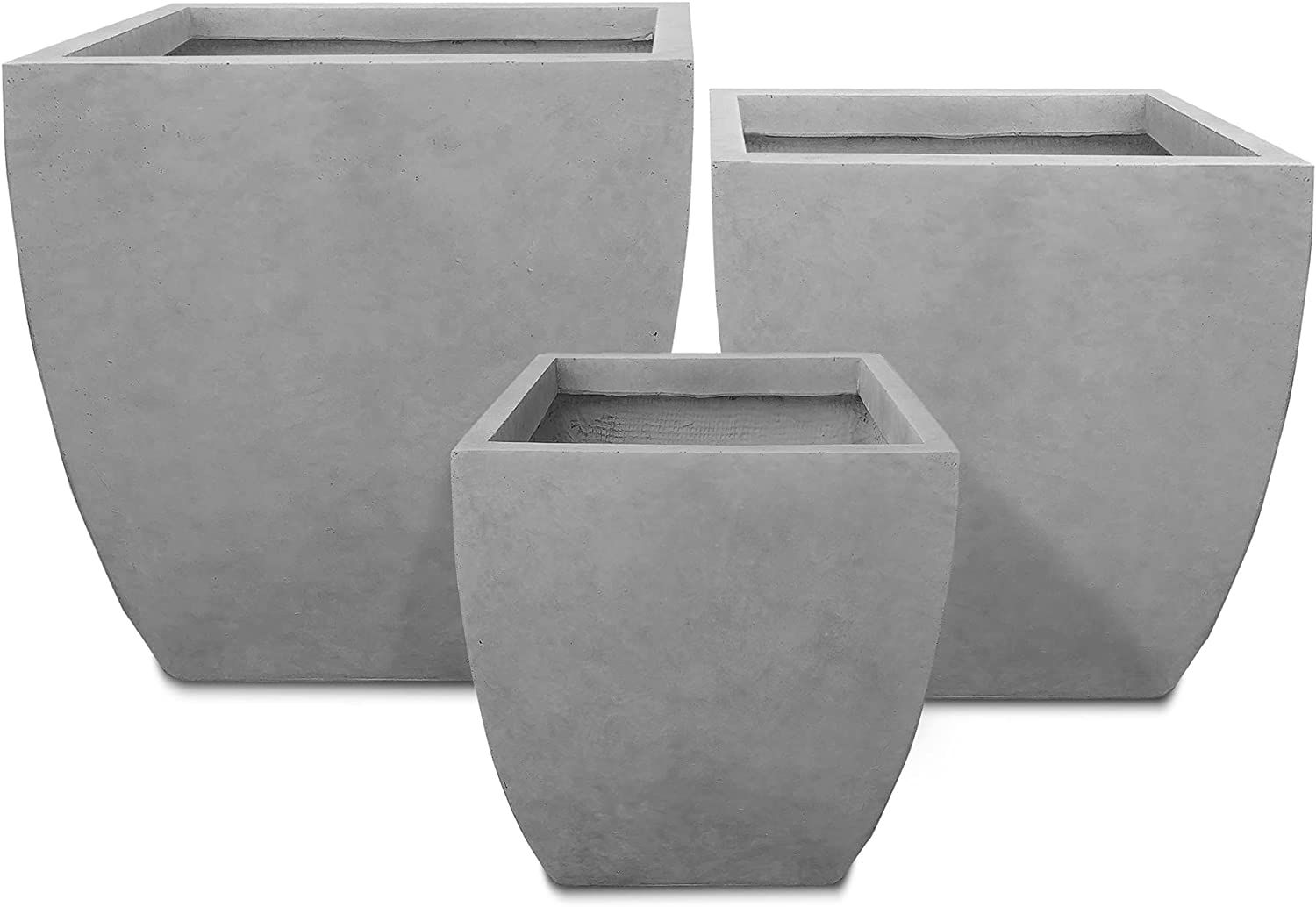 Kante 17.7", 15" and 10.6" Modern Square Natural Concrete Planters (Set of 3) Lightweight Outdoor... | Amazon (US)