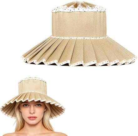 Women's Lorna Hat,Straw Reversible Pleated Sun Hat,Wide Brim Foldable Casual Outdoor Beach Sun Ha... | Amazon (US)