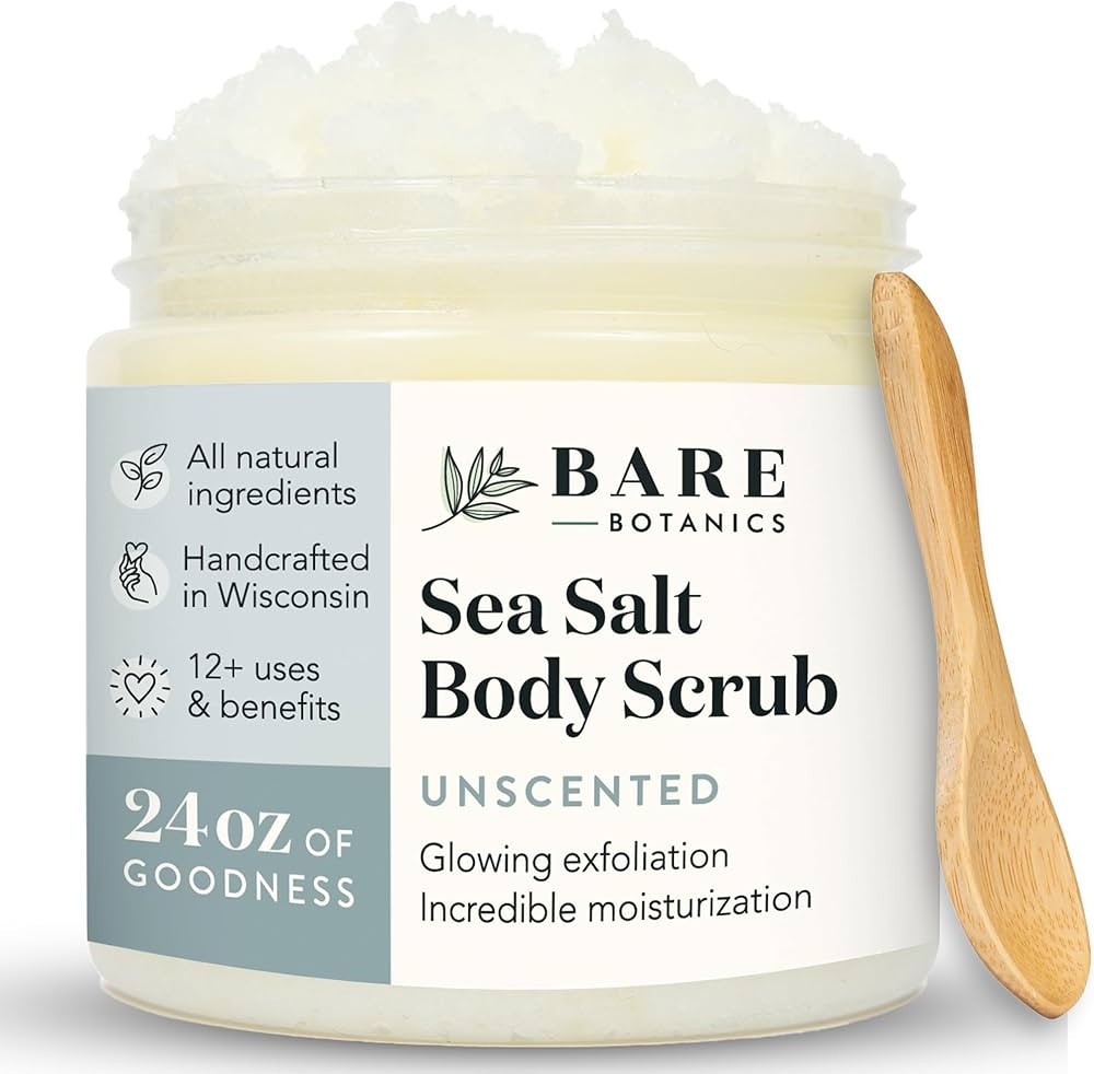 Bare Botanics Unscented Body Scrub 24 oz - Naturally Scented Sea Salt Scrub Made in Madison, WI -... | Amazon (US)