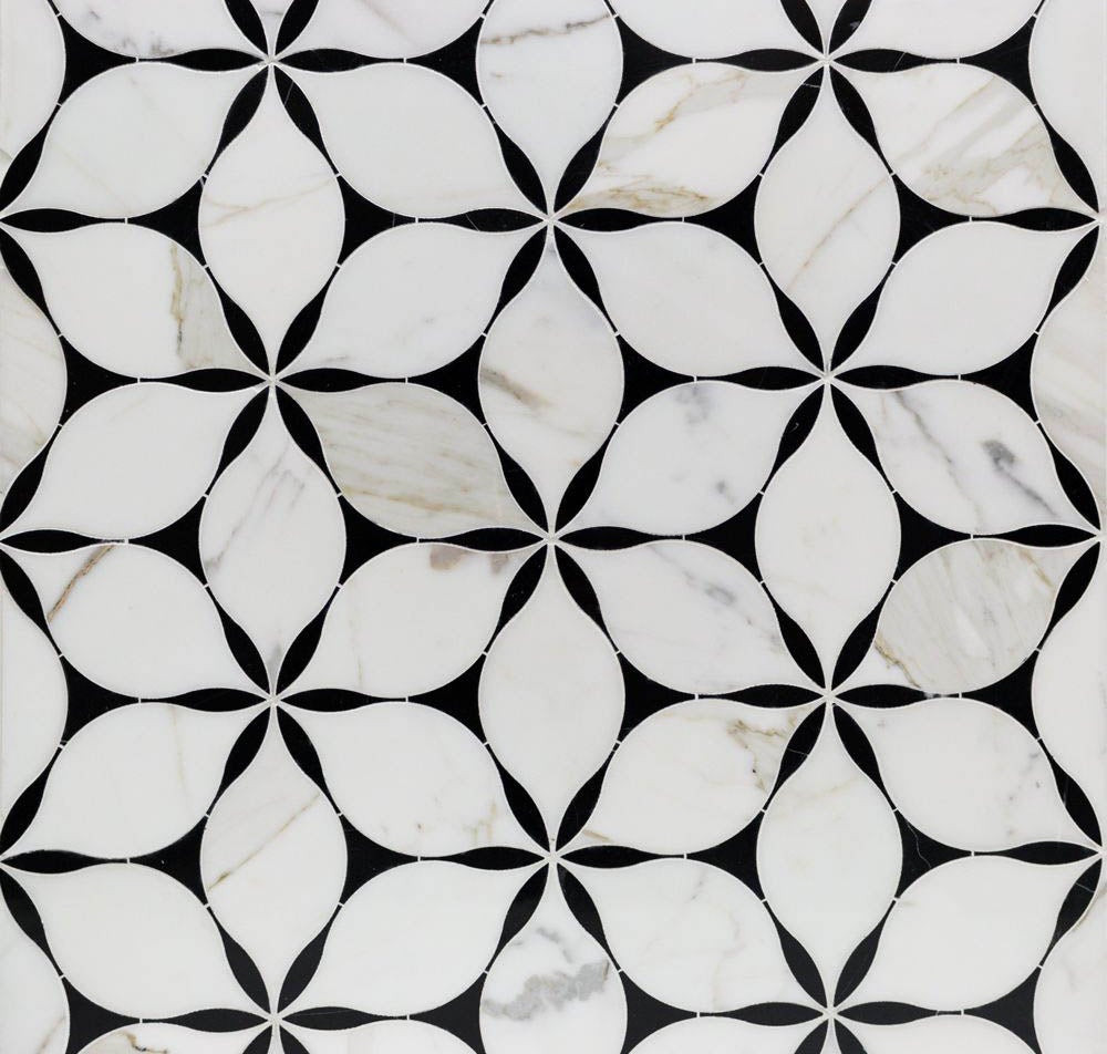 Evangeline Nero Marquina & Calacatta Marble Tile | DesignShop | DesignShop