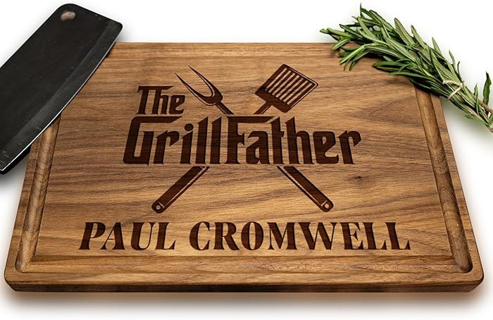Personalized Grillfather Cutting Board for Dad, Husband, Grandpa or Father-in-Law, Custom Wooden ... | Amazon (US)