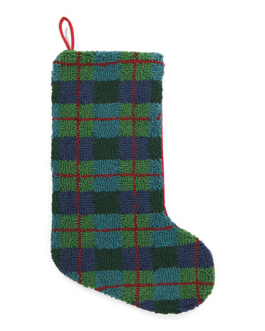 12x20 Christmas Plaid Hooked Stocking | TJ Maxx