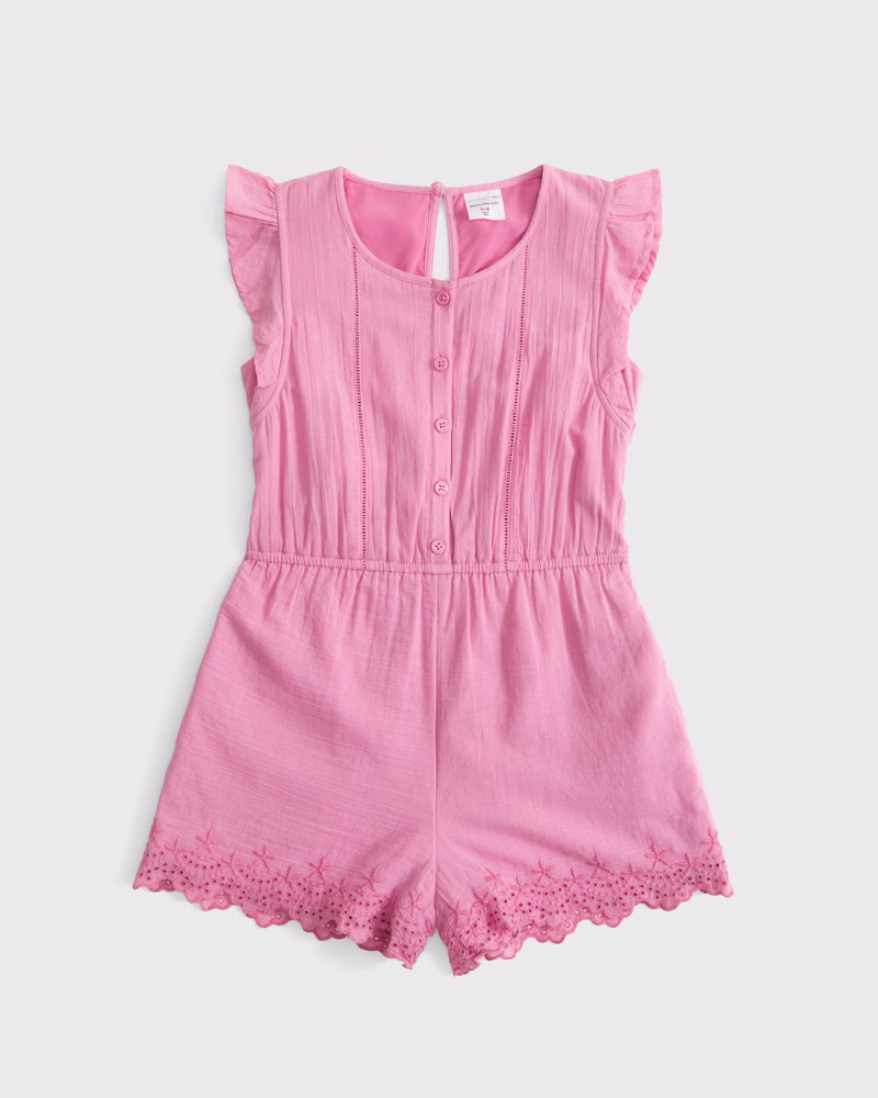 girls button-through ruffle sleeve romper | girls new arrivals | Abercrombie.com | Abercrombie & Fitch (US)