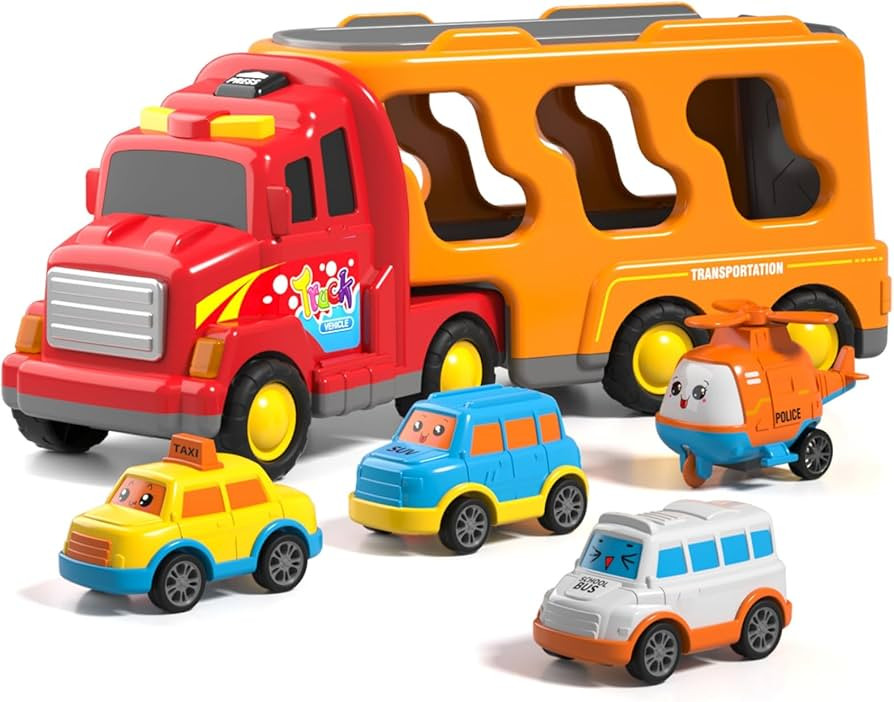 TEMI Toddler Carrier Truck Transport Vehicles Toys - 5 in 1 Toys for 3 4 5 6 7 Year Old Boys, Kid... | Amazon (US)