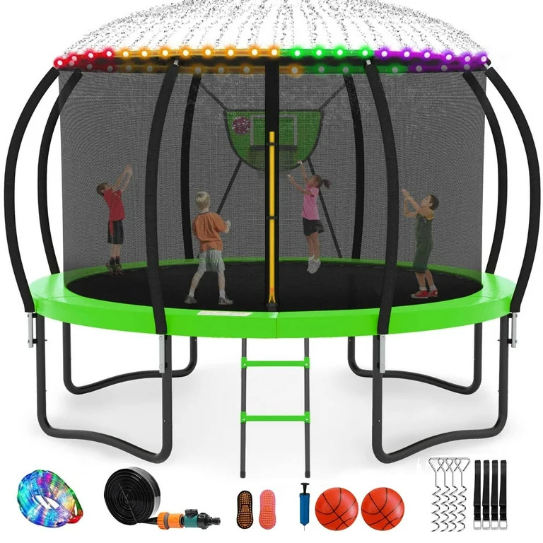 GVDV 14' Outdoor Trampoline, Backyard Recreational Pumpkin Trampoline for Kids | Walmart (US)
