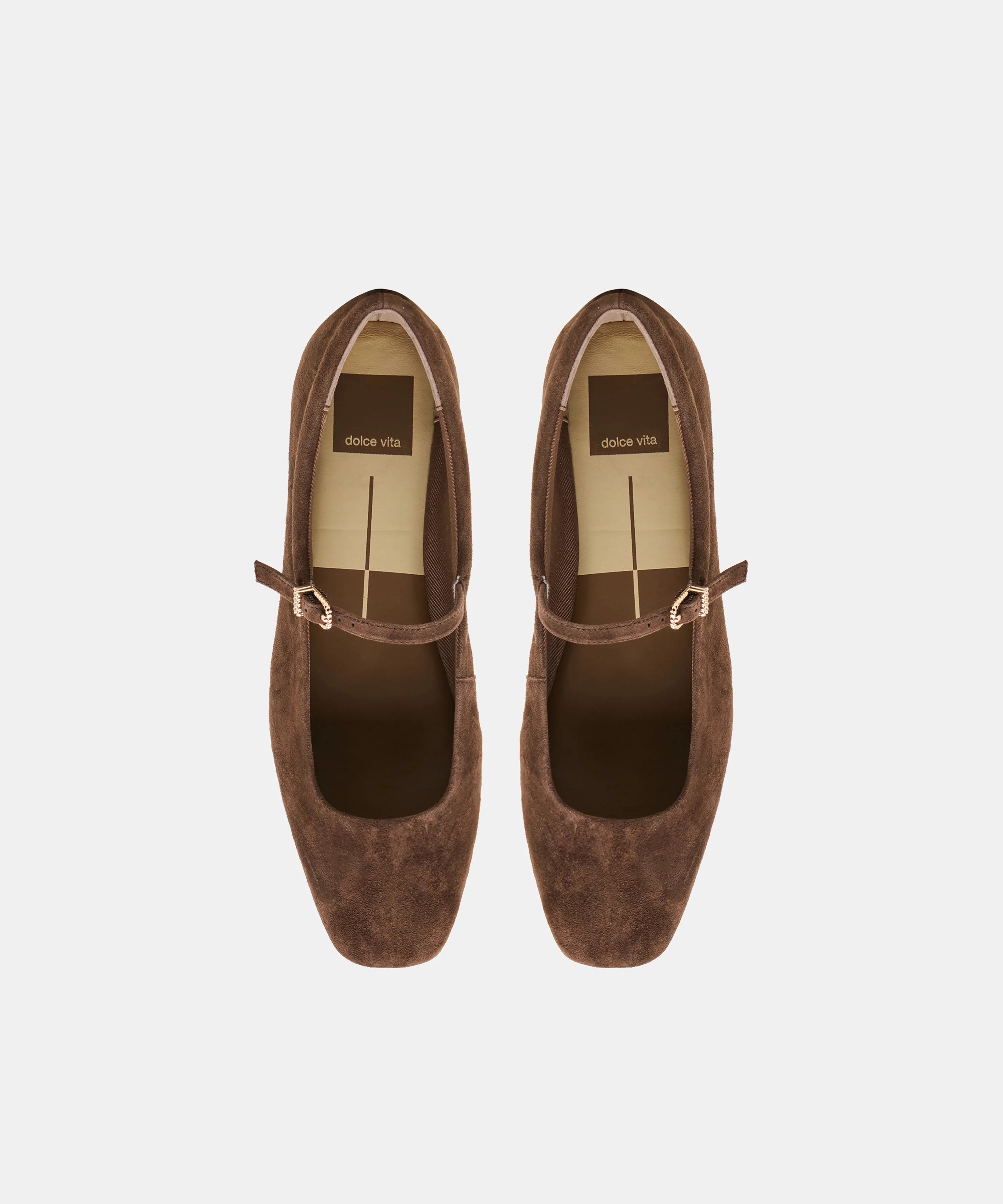 REYES Wide Width Dk Brown Suede Mary-Jane Ballet Flats | Dolce Vita | DolceVita.com
