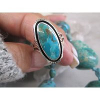 Turquoise Ring>925 Sterling Silver Ring, Genuine Ring, Southwestern Ring, Custom Ring, Mid Size Oval Turquoise Ring | Etsy (US)