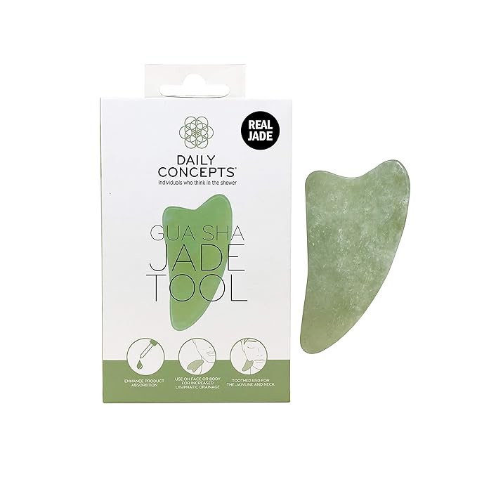 Daily Concepts Gua Sha Jade Facial Tool, Renews Skin by Increasing Blood Flow and Flushing Out Ly... | Amazon (US)