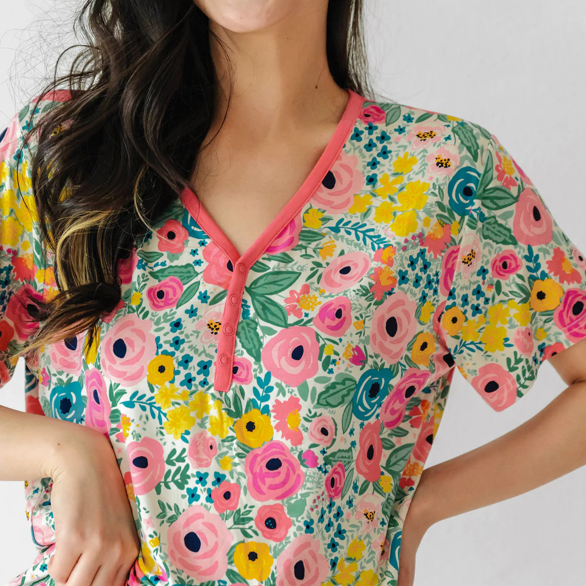 Secret Garden Women's Short Sleeve Pajama Top | Little Sleepies