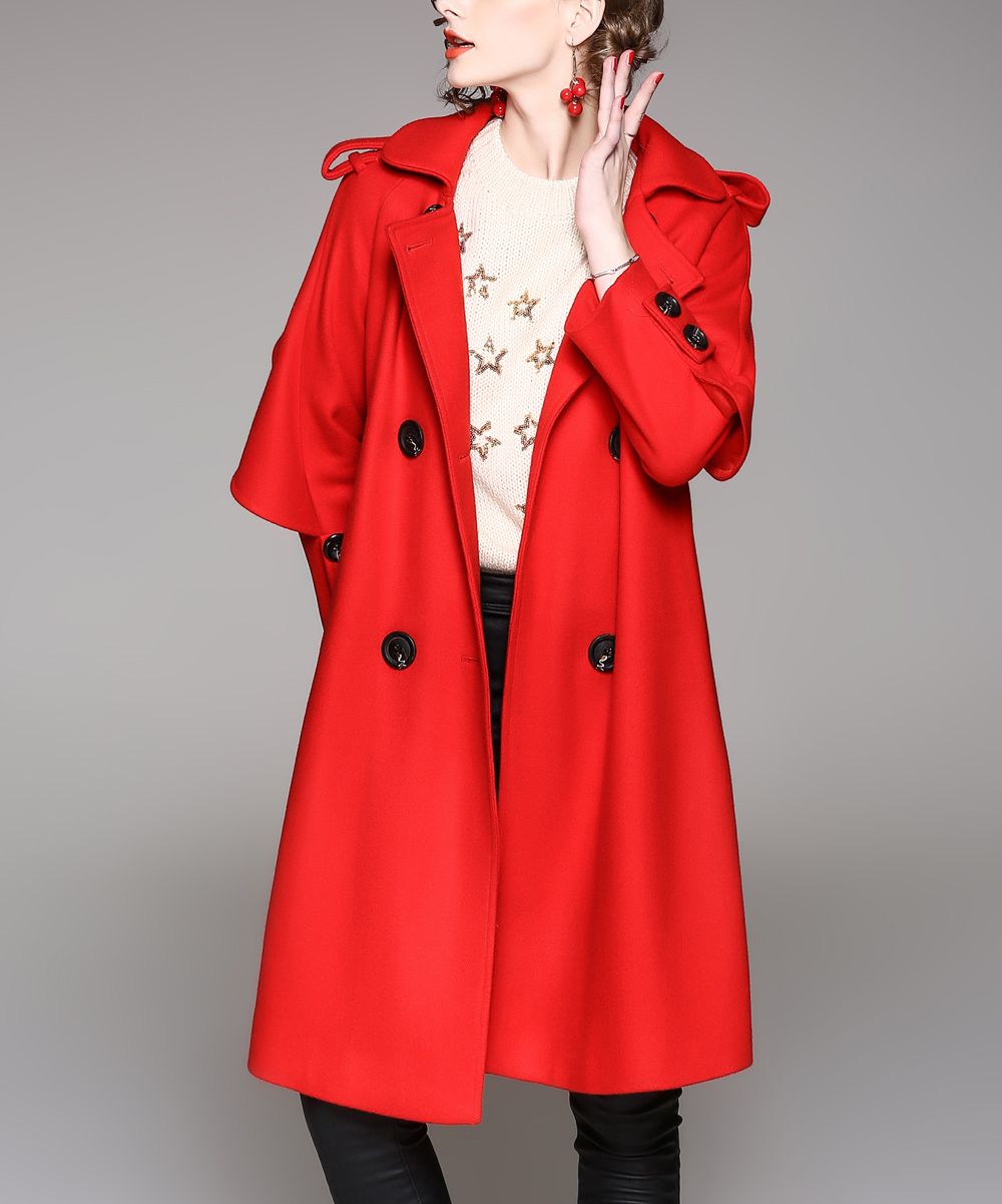 Zeraco Women's Trench Coats Red - Red Hooded Trench Coat - Women | Zulily