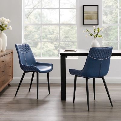 Linon Griffin Blue Dining Chairs, set of 2 Leather | Ashley Homestore