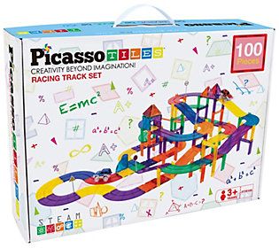 PicassoTiles 100 Piece Magnetic Tile Race Track Building Set | QVC