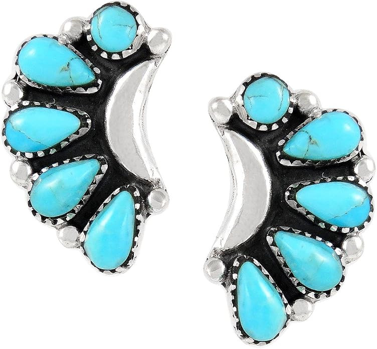 Turquoise Earrings 925 Sterling Silver & Genuine Gemstone | Amazon (US)