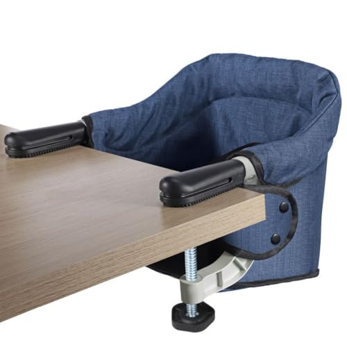 Fast Table Chair Hook on High Chair Clip on Table Clamping Chair High Load Fold-Flat Storage Tight Fixing Feeding Seat Attach to Table Ideal Folding Chair for Travel (Navy) | Amazon (US)