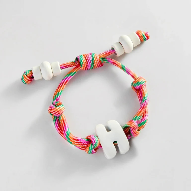 Knotty Enamel Initial Custom Bracelet - Multi/White Single Letter | BaubleBar