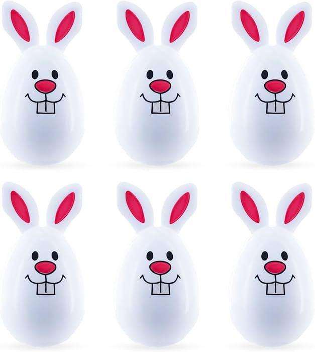 Set of 6 White Bunny Plastic Easter Eggs | Amazon (US)