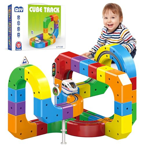 Electric Train Tracks Set for Kids Ages 3-8,3D Anti-Gravity Flexible Race Tracks Building Toy with Motorized Train and Traffic Signs,STEM Building Learning Toy for Kids | Amazon (US)