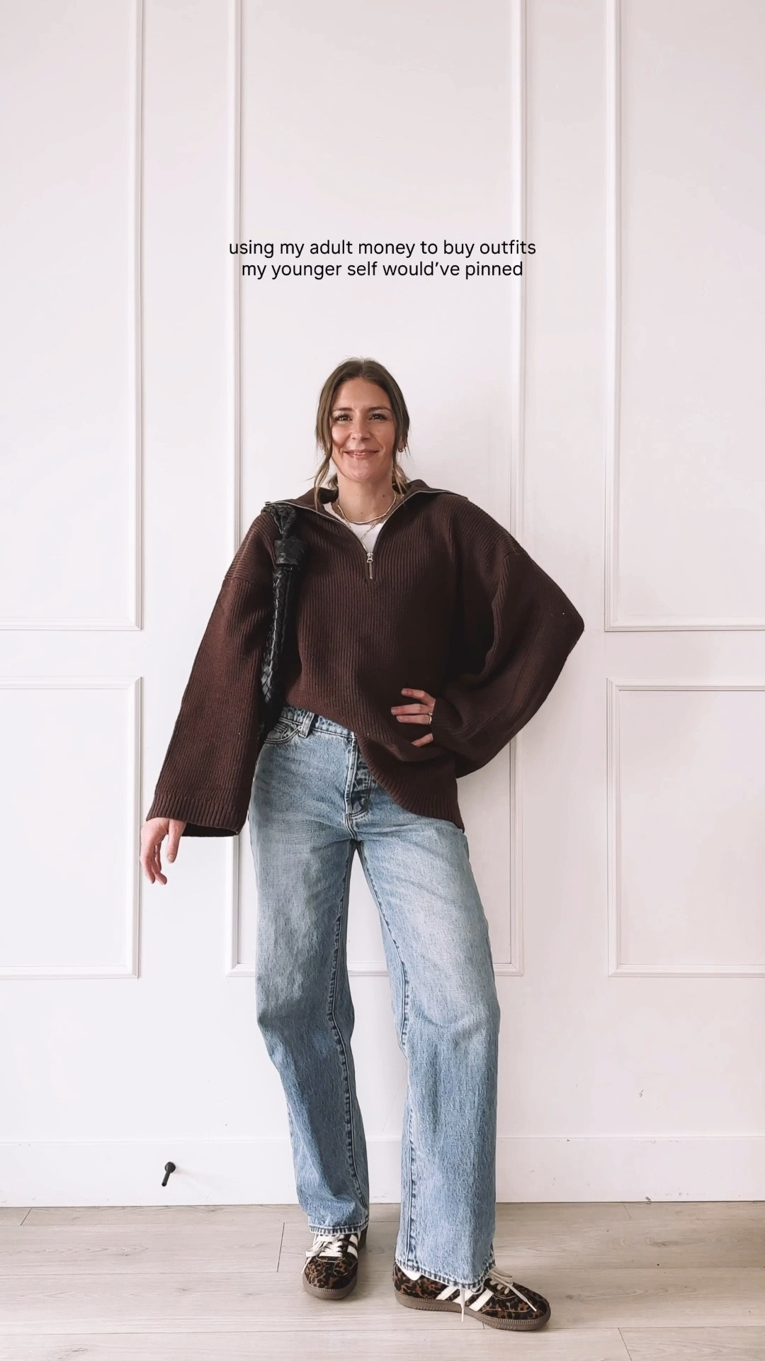 Dark brown zip sweater, wide leg jeans, leopard sneakers outfit — all linked here 🔗 

Foxy Kind Code: JENN15 - sweater: small (runs oversized), jeans: TTS

#LTKgrwm #LTKootd #LTKmomlife